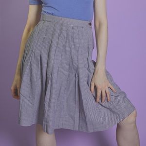 80s houndstooth plaid pleated skirt